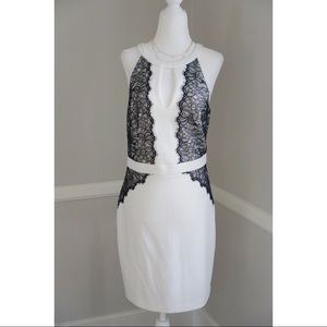 Guess Black Lace Scuba Sheath Dress